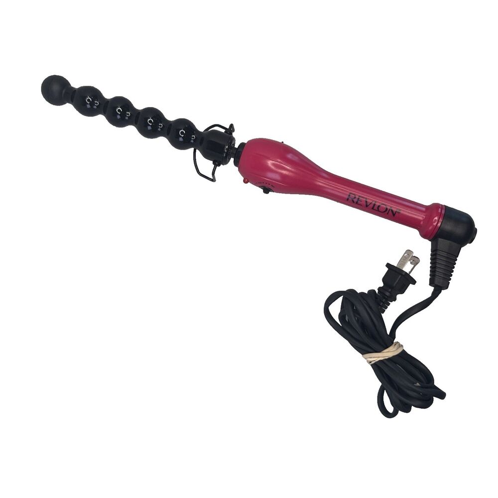 Revlon Clipless Curling Wand 1" Tourmaline Ceramic Beach Waves 6" Barrel EUC
